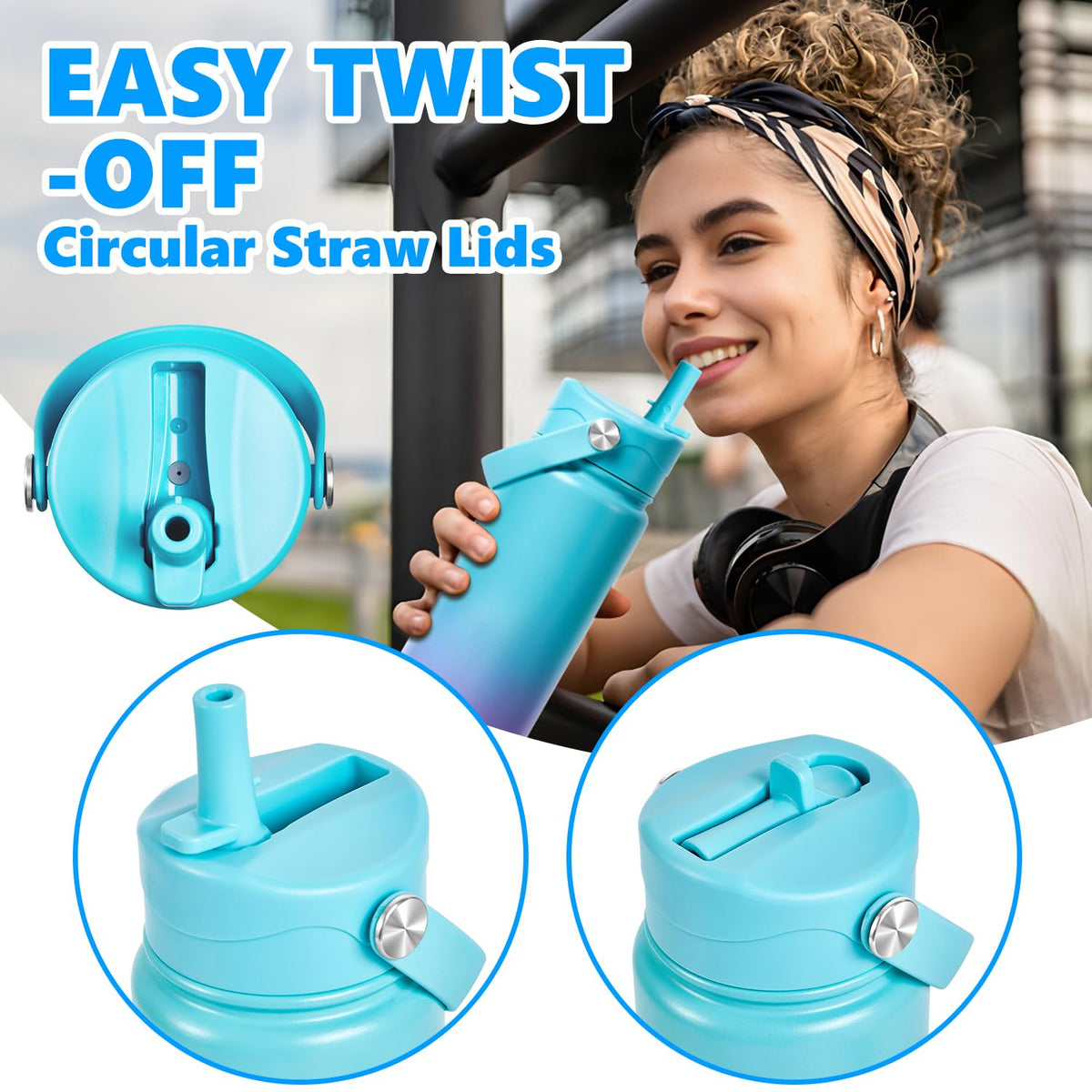 Insulated Water Bottle with Lid & Boot & Stickers, 24 oz A303482