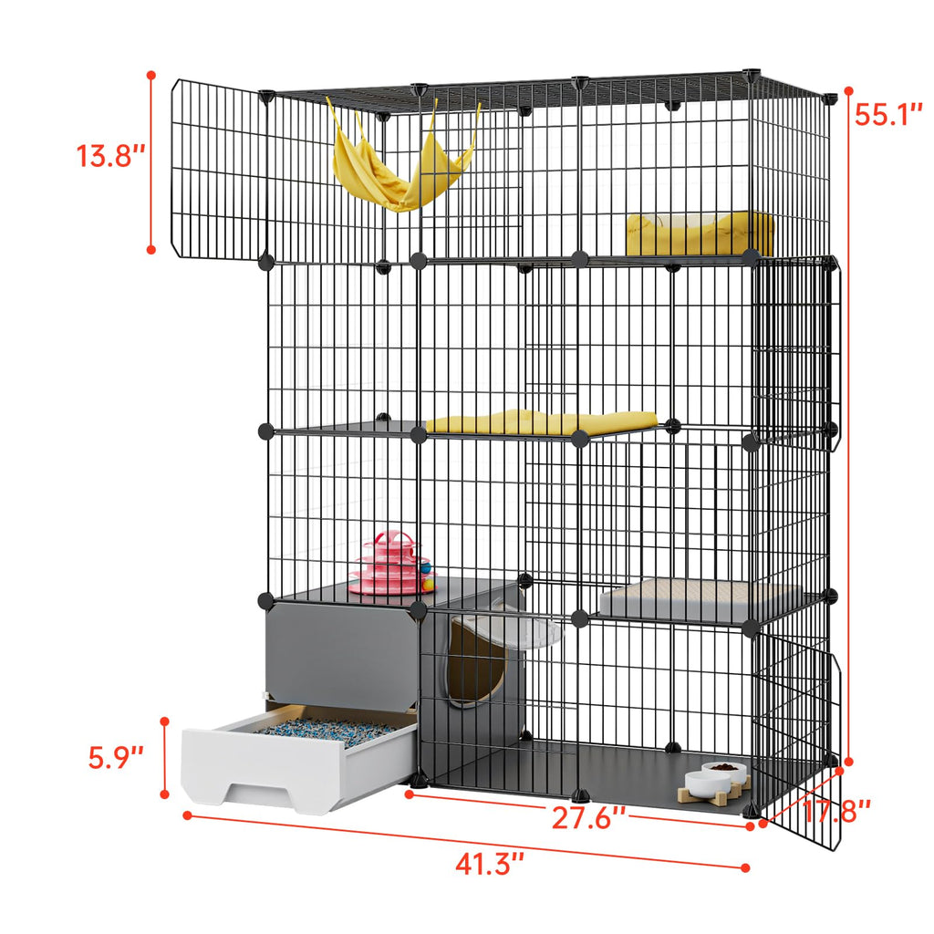 Large 4-Tier Cat Cage with Litter Box Y23799