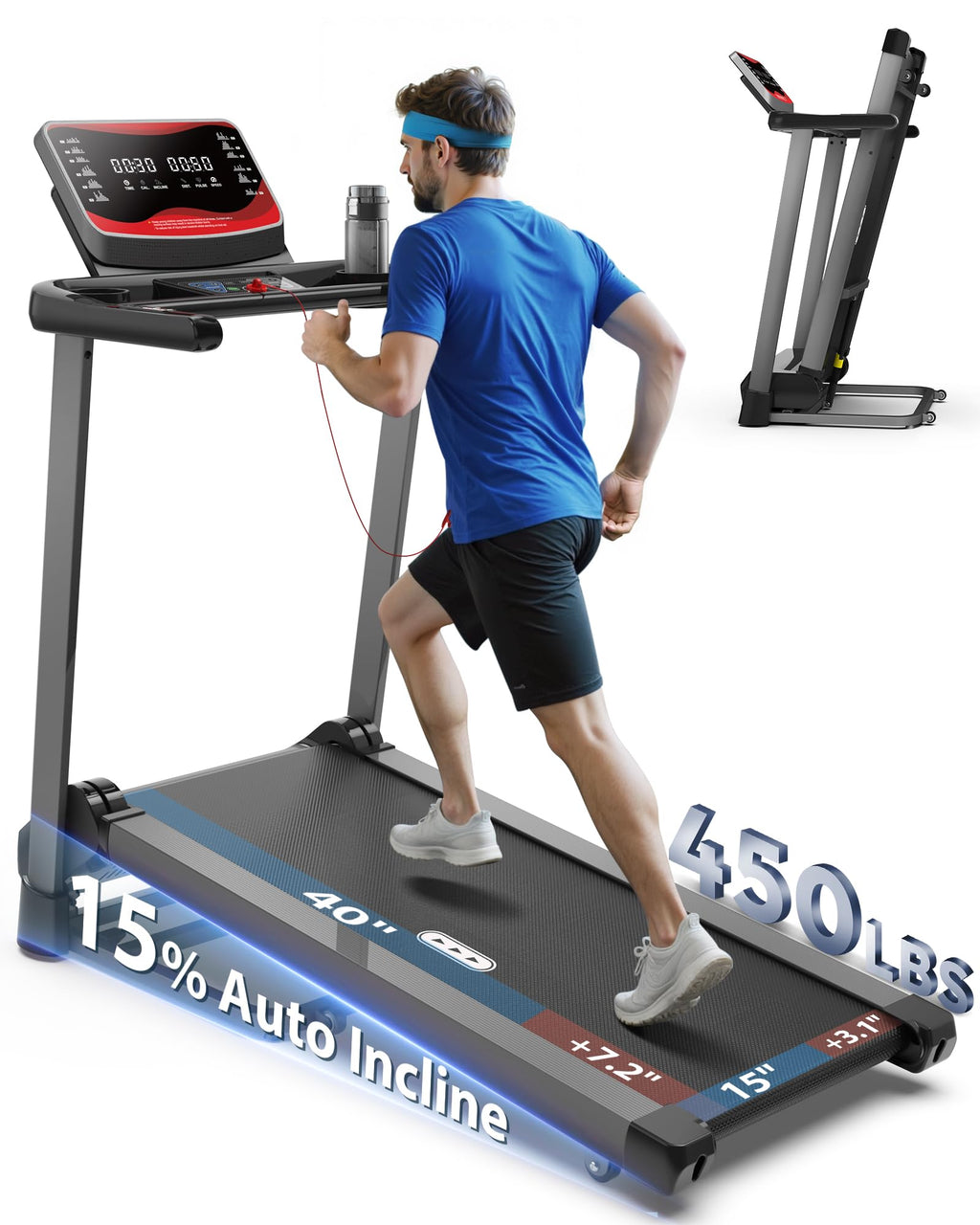 Treadmill with Auto Incline 450 LBS Capacity X34814