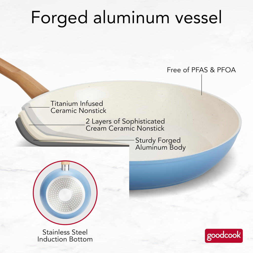 12-Piece Light Blue Ceramic Titanium-Infused Nonstick Cookware Set I768408