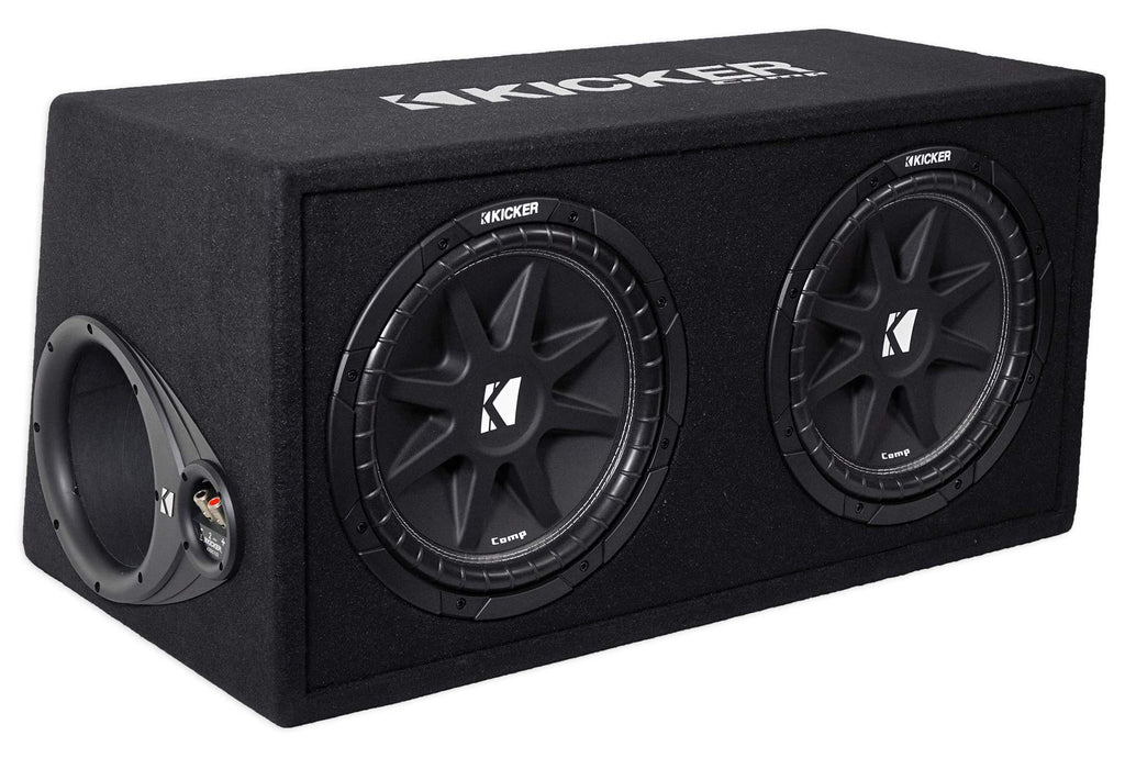 Dual 12" Subwoofers in Vented Sub Box Enclosure with Mono Car Amp and Amp Installation Kit E417699