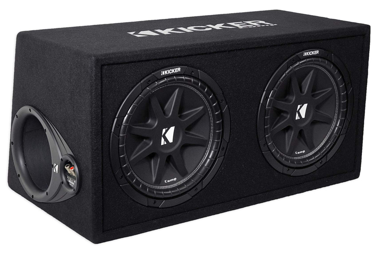 Dual 12" Subwoofers in Vented Sub Box Enclosure with Mono Car Amp and Amp Installation Kit E417699