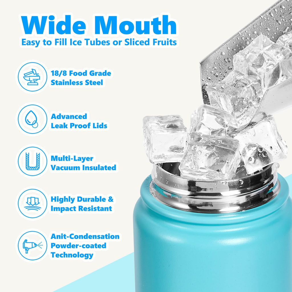 Insulated Water Bottle with Lid & Boot & Stickers, 24 oz A303482