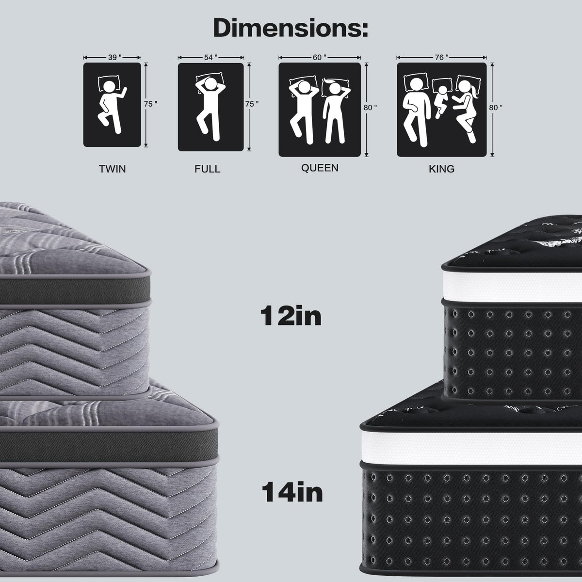 12 Inch Full Hybrid Mattress with Pocket Springs & Cooling Memory Foam B31977