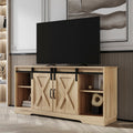 Farmhouse Wood TV Stand with Sliding Barn Door and Storage Cabinet T320