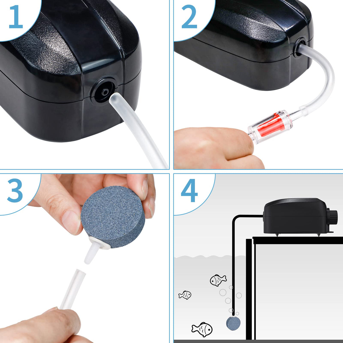 Aquarium Air Pump Dual Outlet Fish Tank Aerator E93780
