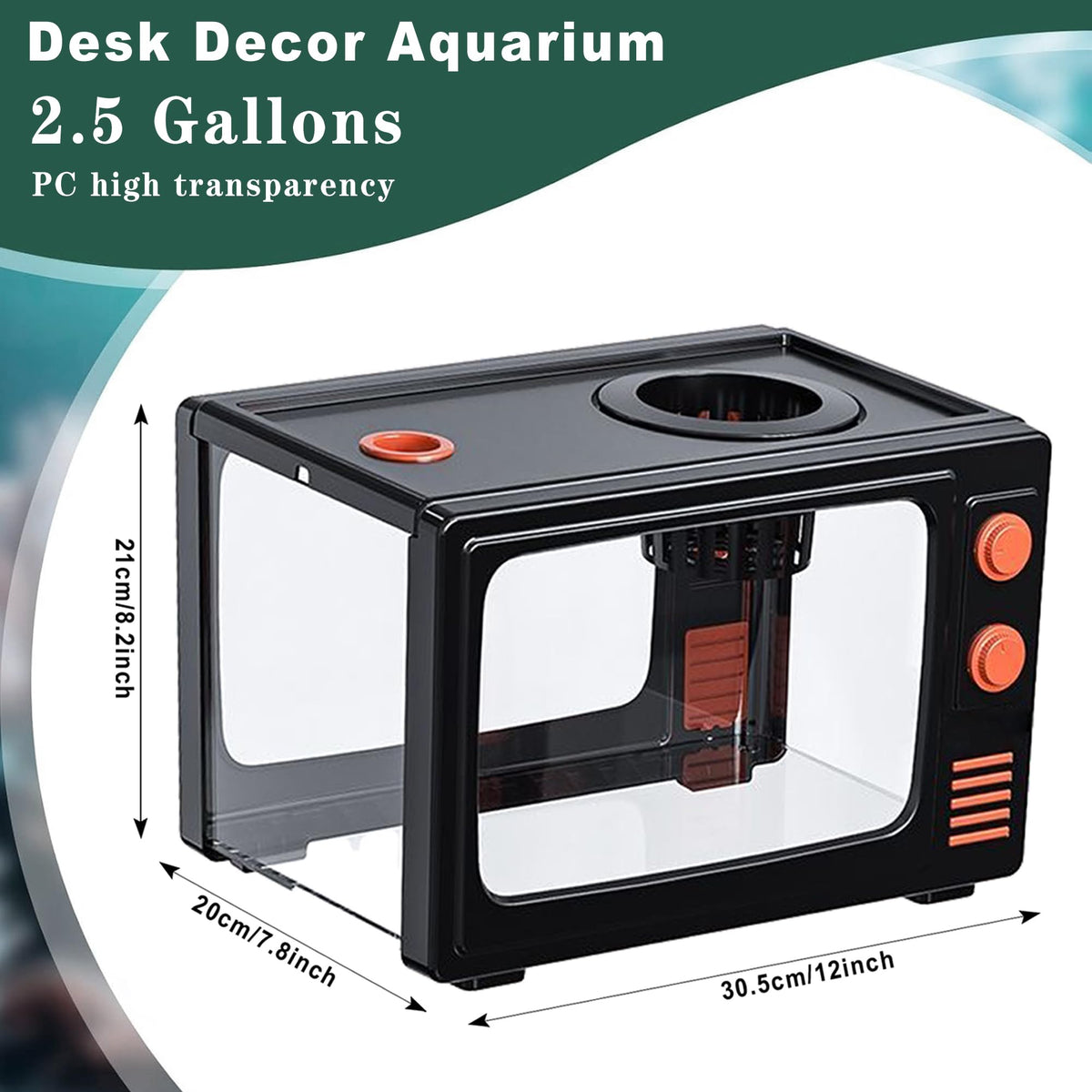 2.5 Gallon Fish Tank Kit with LED Lights, Filter & Plant Planter L343216