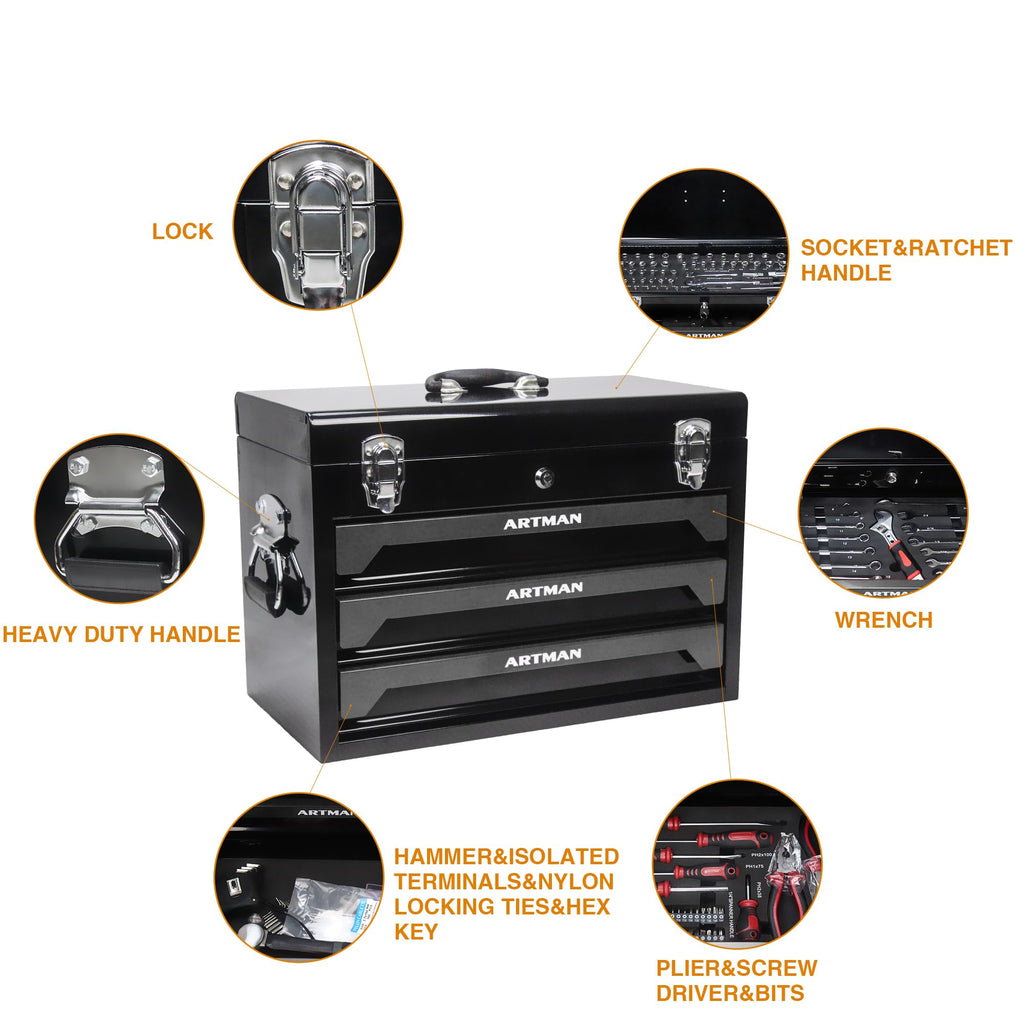 439PCS Mechanic Tool Set with 3 Drawers D755