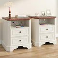 White Set of 2 Nightstand with Charging Station, 2 Drawers and Open Shelf E66839