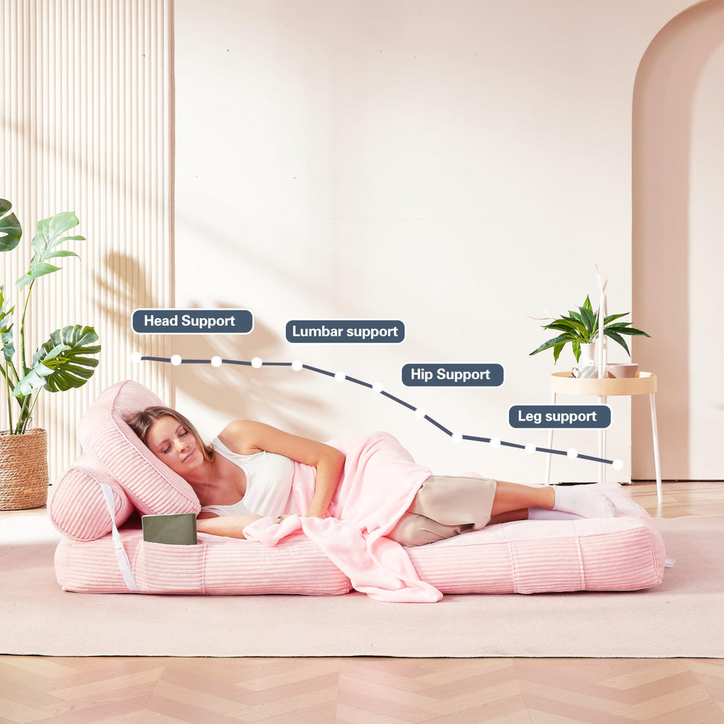 Pink Flannel Folding Sofa Bed E93674