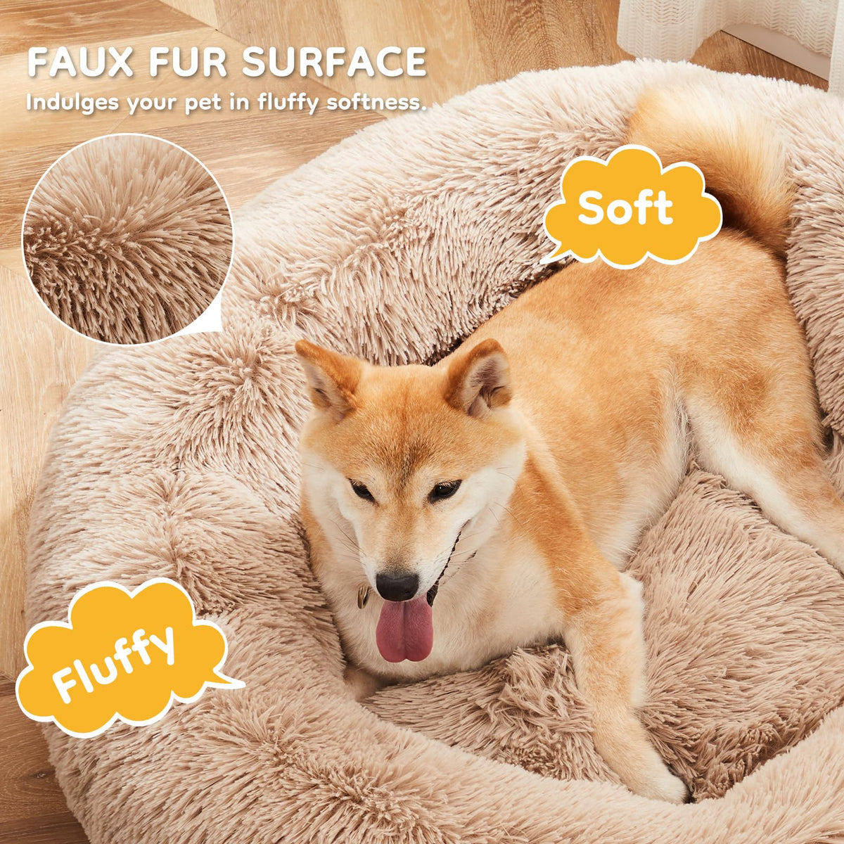 30.7 Inch Fluffy Faux Fur Plush Dog Bed Z3139