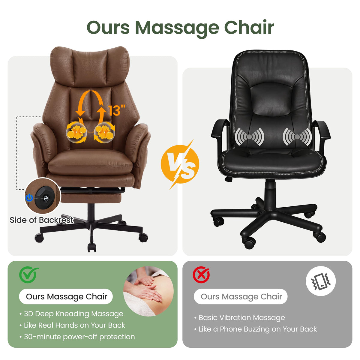3D Kneading Massage Office Chair with Footrest M320