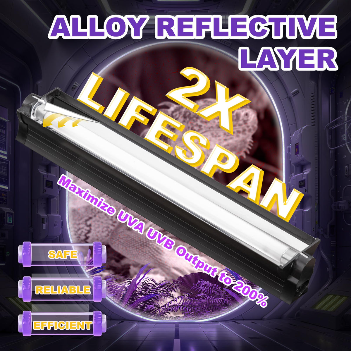 24W T5 HO UVB Reptile Light Fixture with Fluorescent Bulbs R10535
