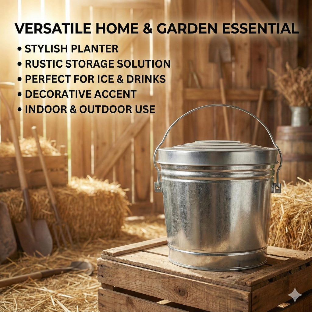 6-Gallon Galvanized Steel Trash Can with Locking Lid G69588