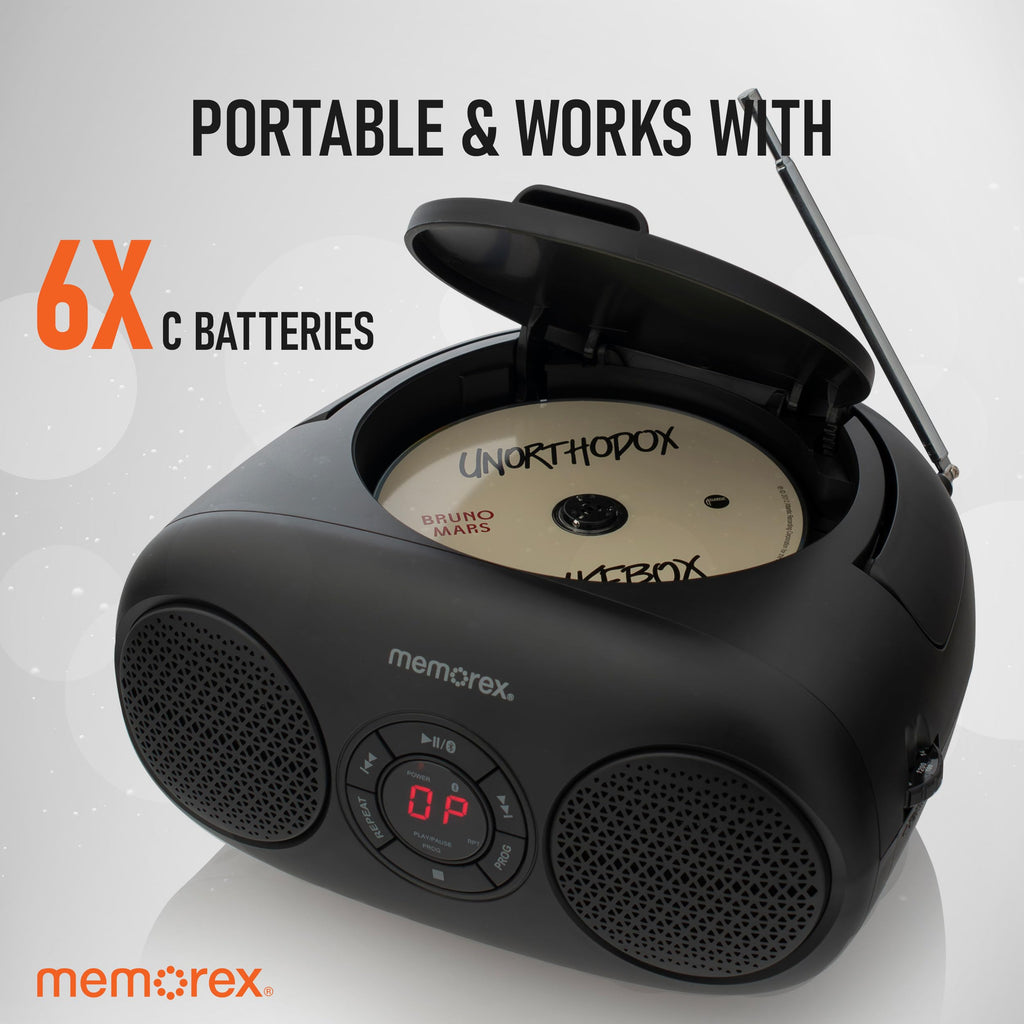 AM/FM Top Loading CD Player Portable Stereo with Auxiliary Input and LED Display T7304