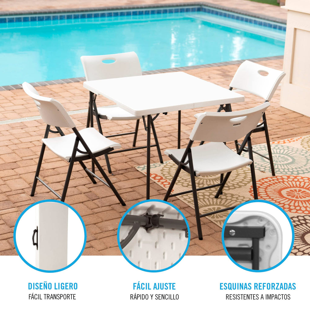 White 34 Inch Fold in Half Square Table K811556