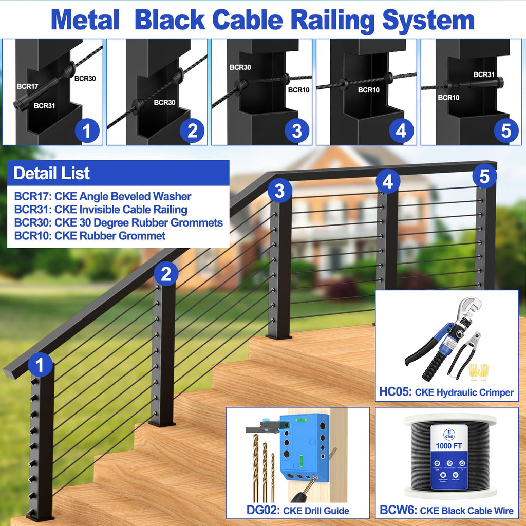 1000FT 1/8" Black T316 Stainless Steel Cable J15505