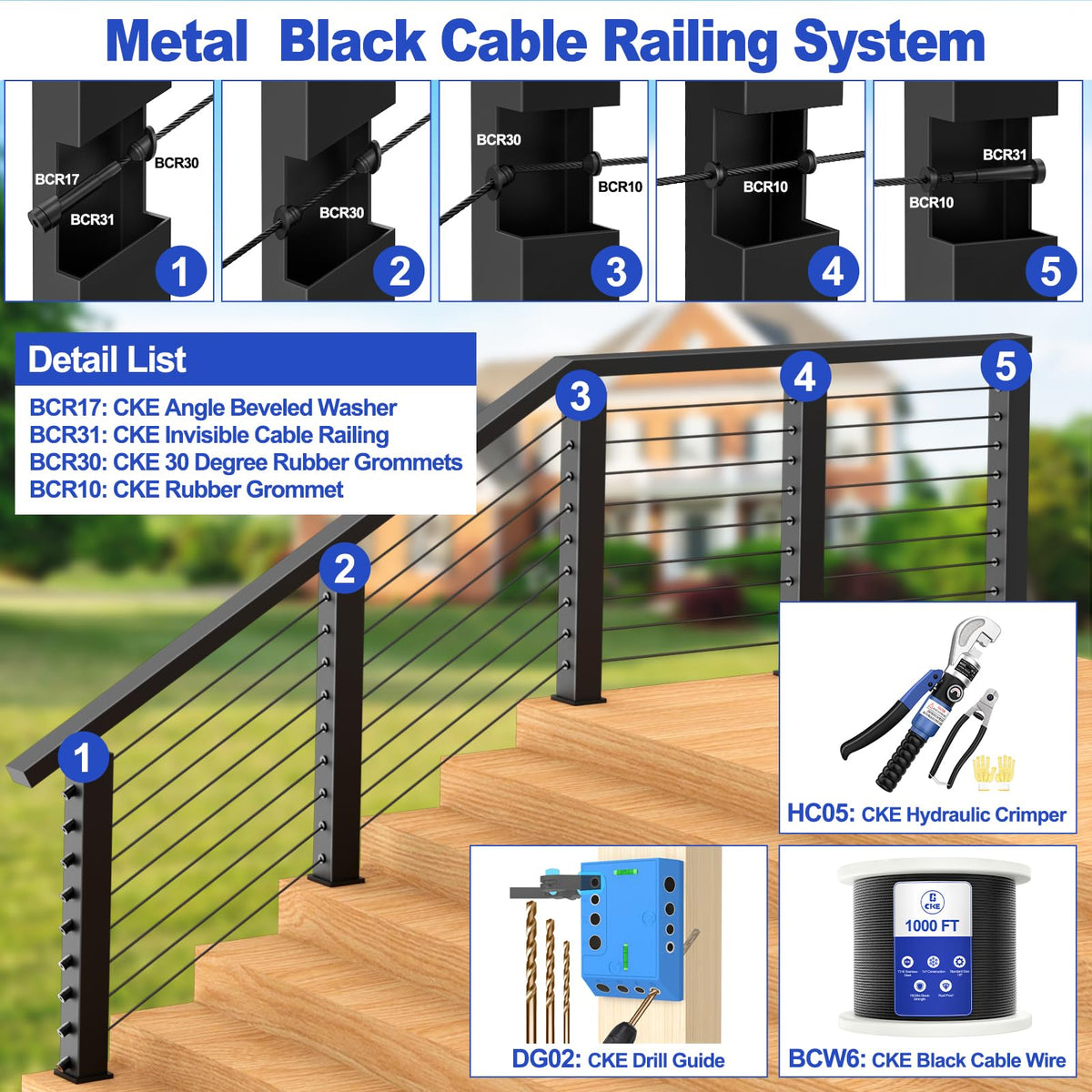 1000FT 1/8" Black T316 Stainless Steel Cable J15505
