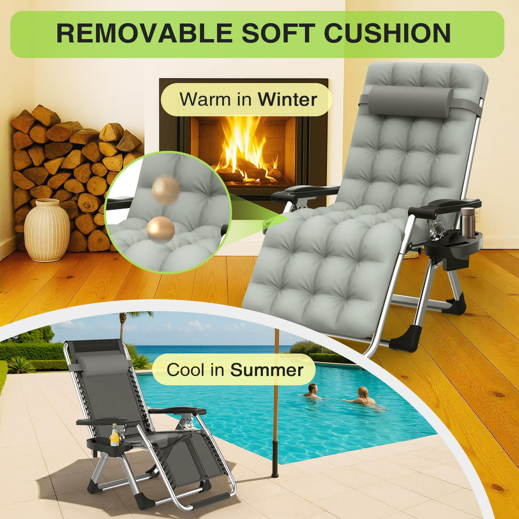 Zero Gravity Reclining Camping Lounge Chair with Cup Holder G1251