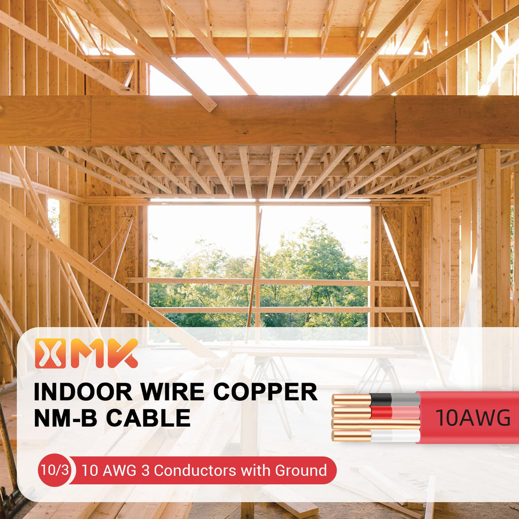 10 Gauge 3 Conductors Electrical Wire with Ground, 100ft F54134