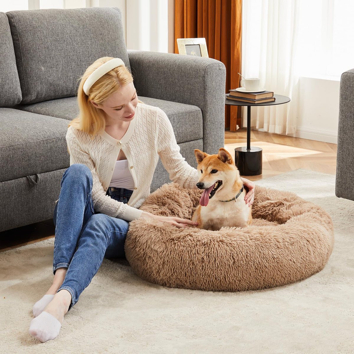 30.7 Inch Fluffy Faux Fur Plush Dog Bed Z3139