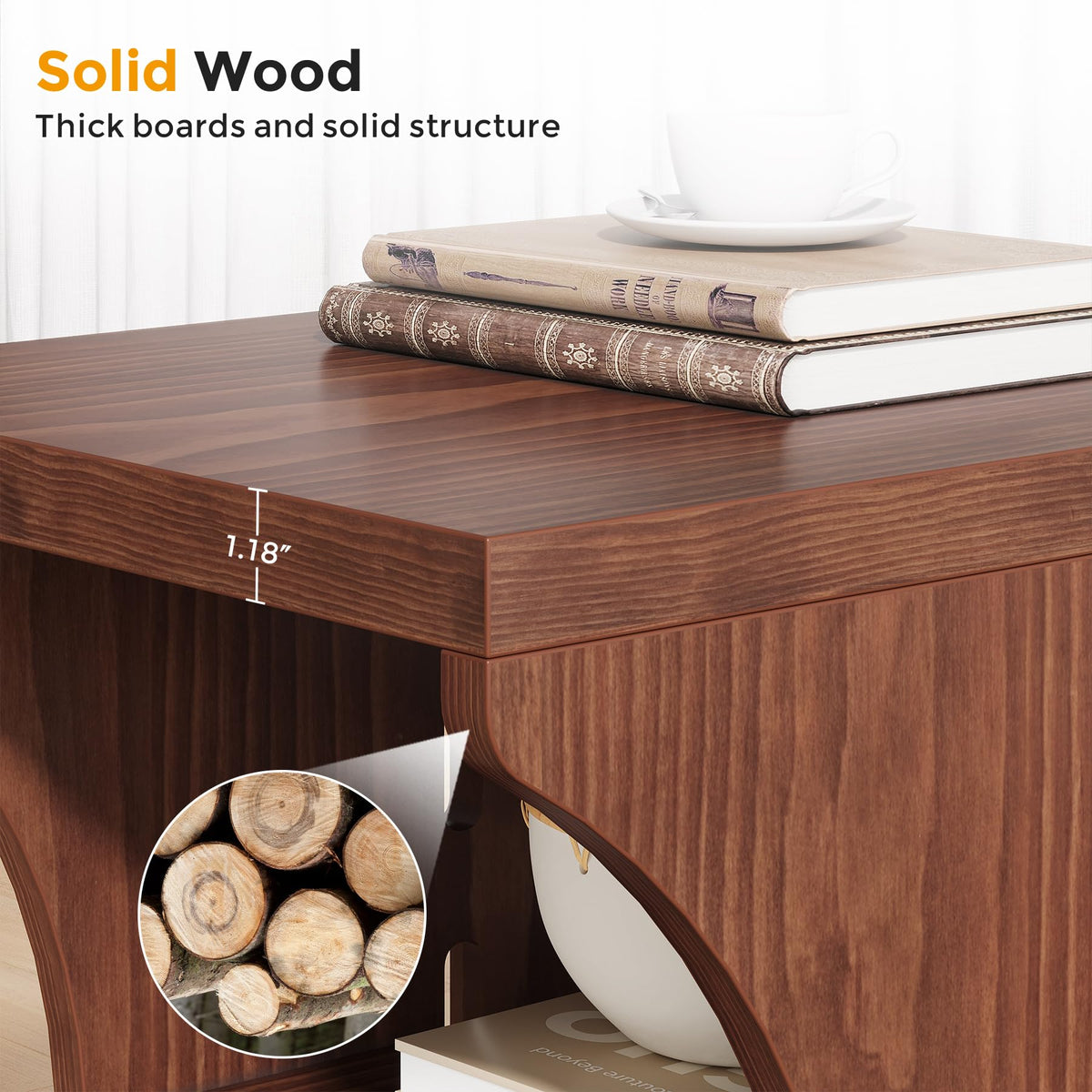 Brown Solid Wood Side End Table R77186