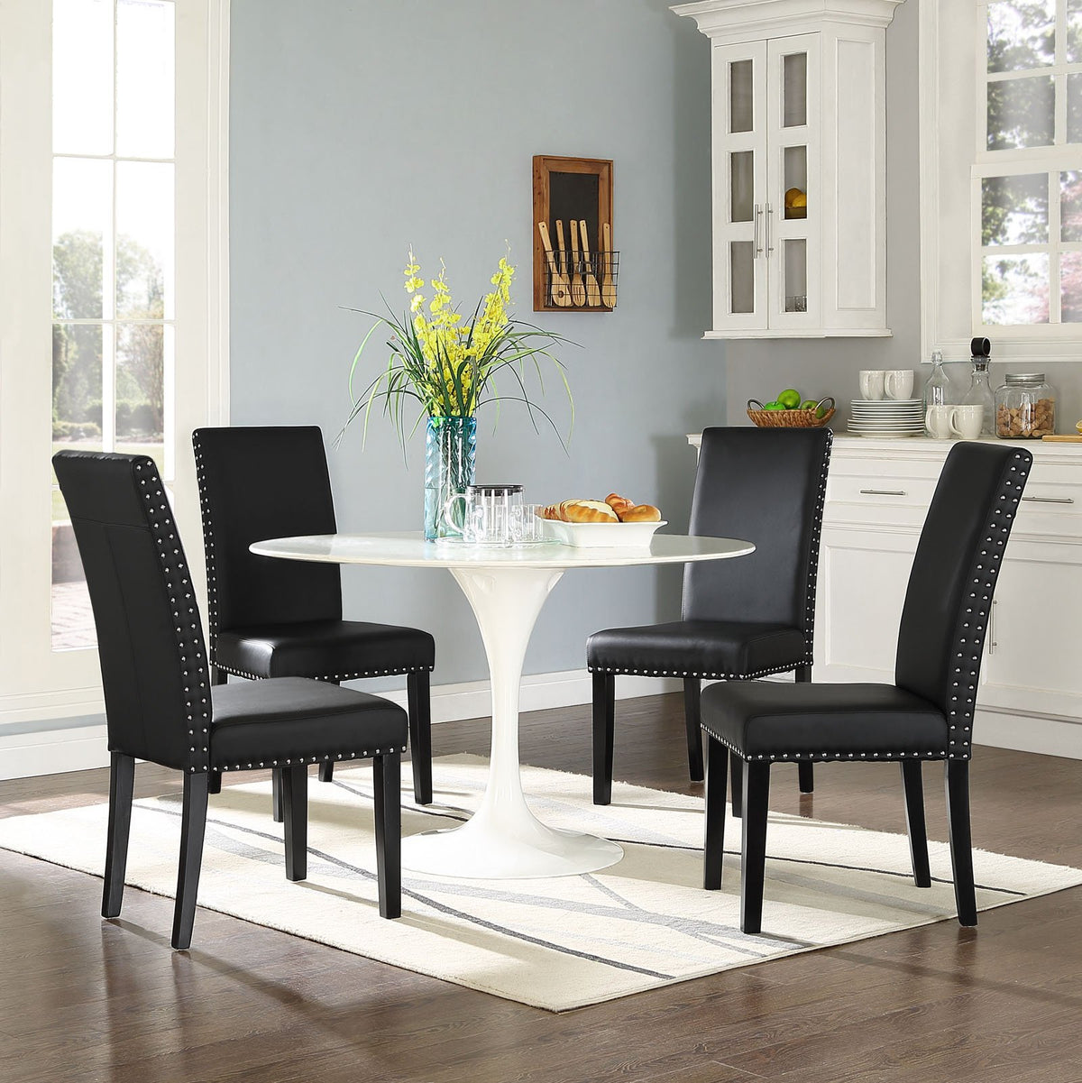 Black Faux Leather Dining Chair Q577