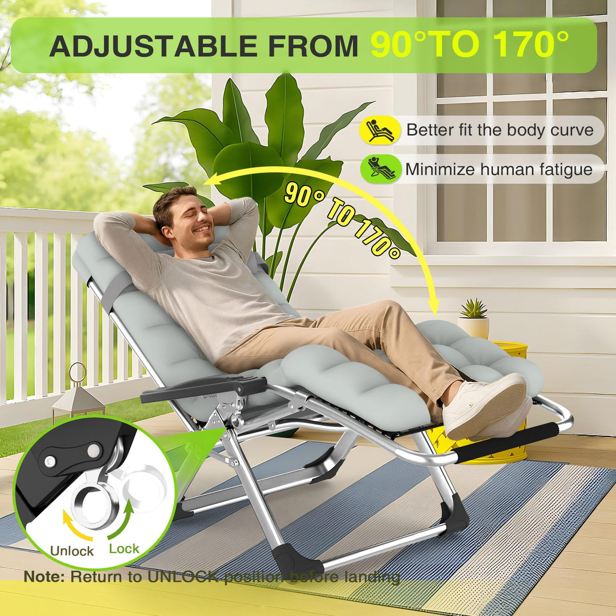 Zero Gravity Reclining Camping Lounge Chair with Cup Holder G1251