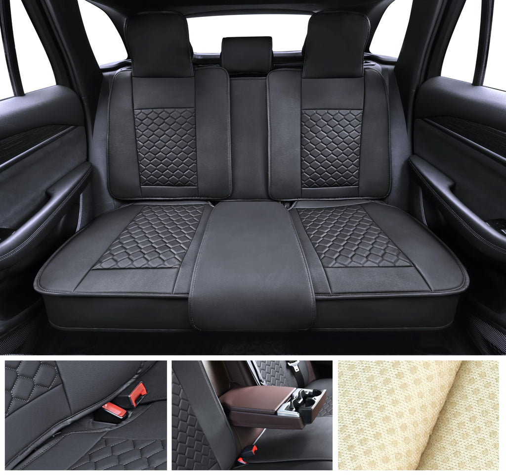Leather Waterproof Car Seat Cover Full Set Black F47182