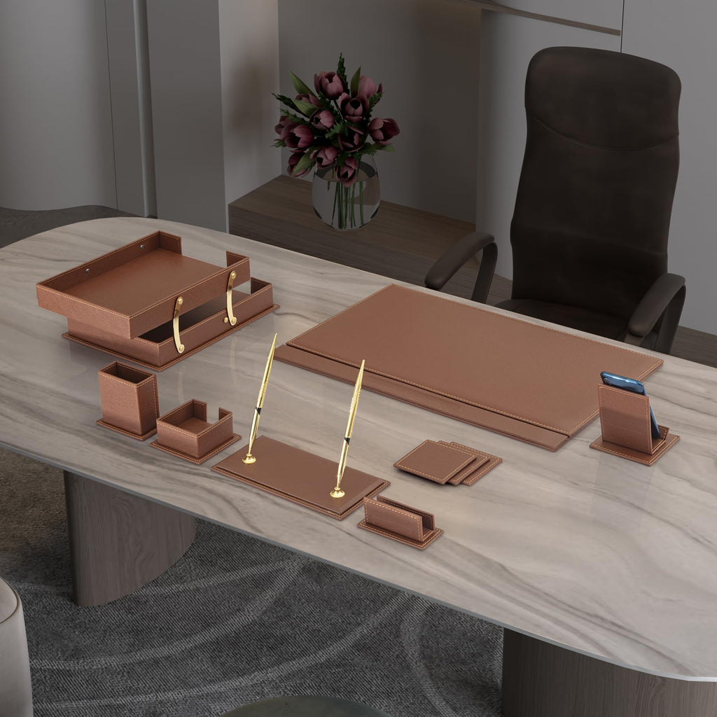 12-Piece Leather Desk Organizer Set P69055