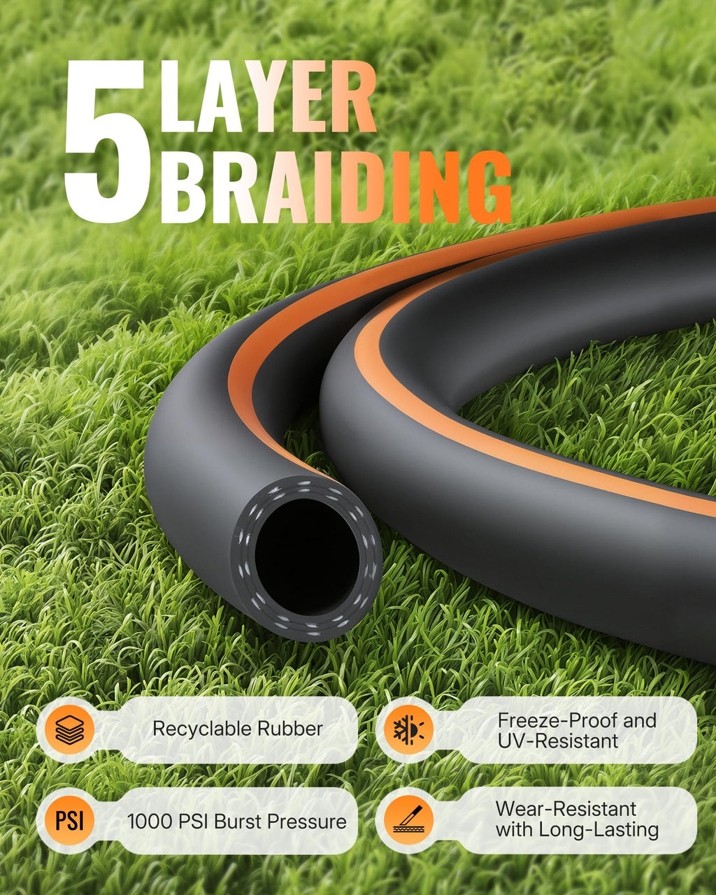 Heavy Duty Rubber Garden Hose 50FT x 3/4" A2570