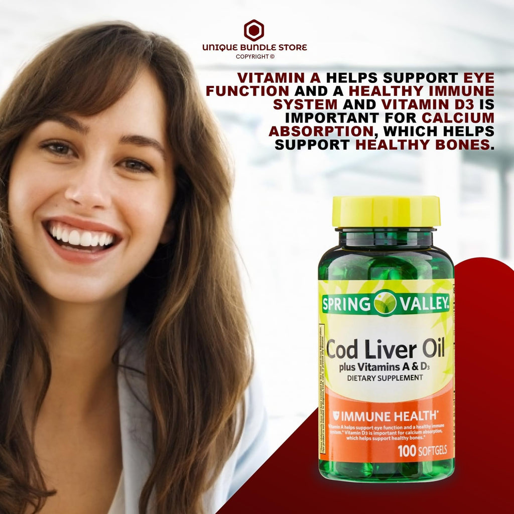 Cod Liver Oil Vitamins A & D3 100 Softgels Dietary Supplement F32852