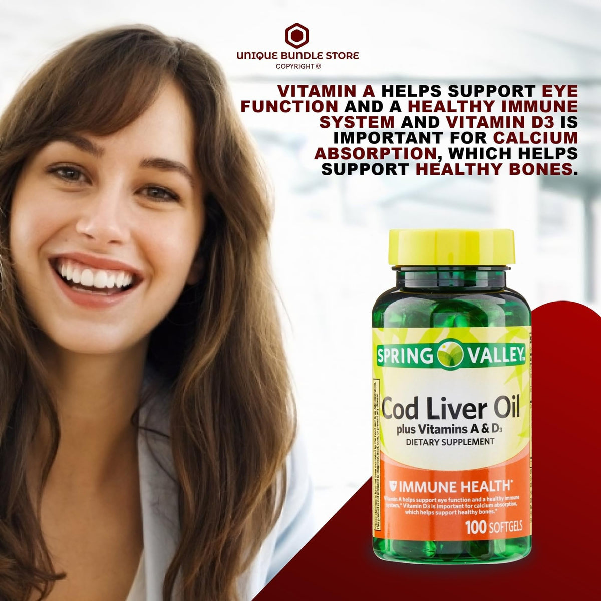 Cod Liver Oil Vitamins A & D3 100 Softgels Dietary Supplement F32852