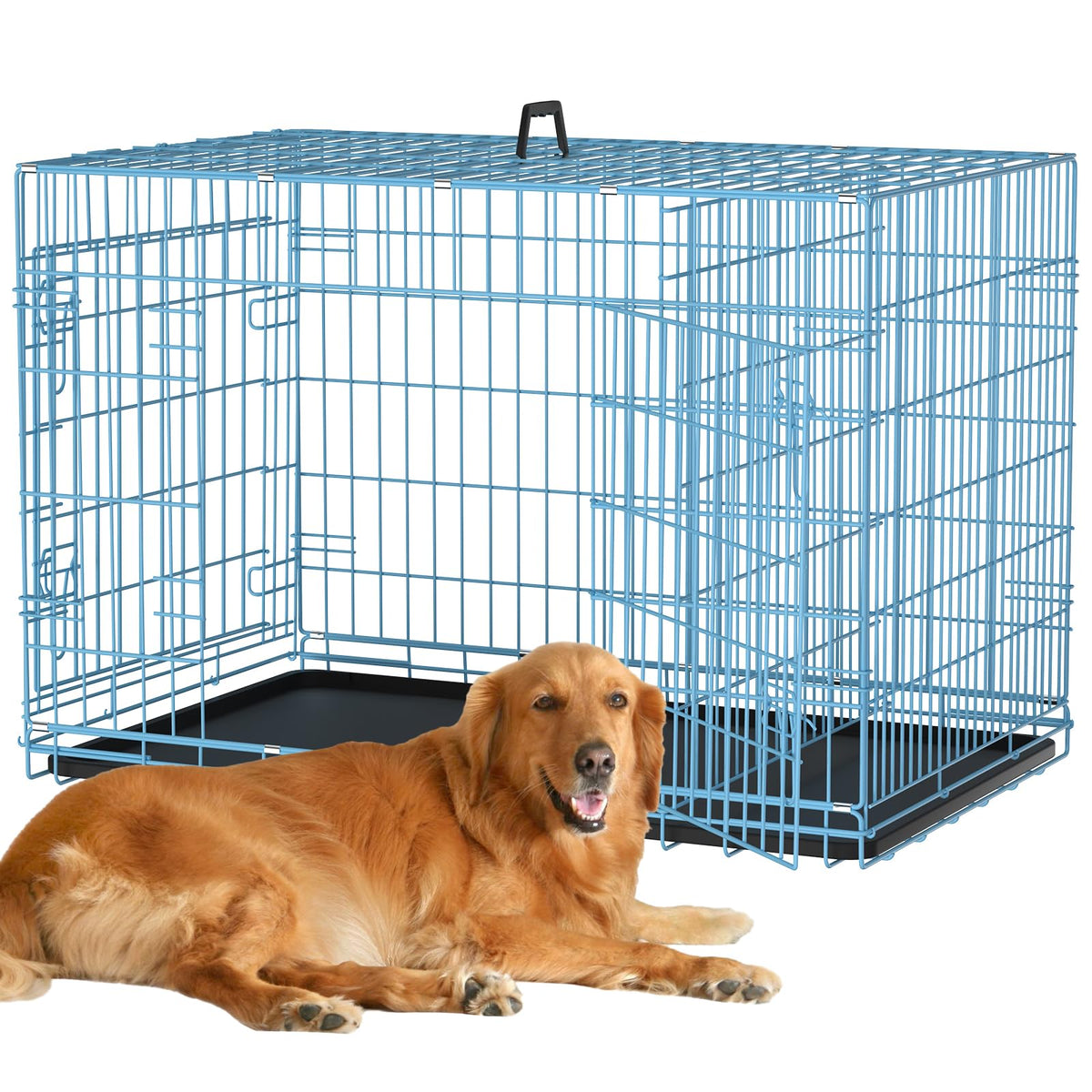 48 Inch Extra Large Double Door Folding Metal Dog Crate with Divider Panel G87819