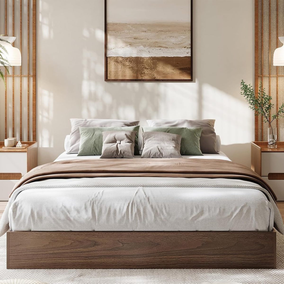 Wooden California King Size Platform Bed Frame E906