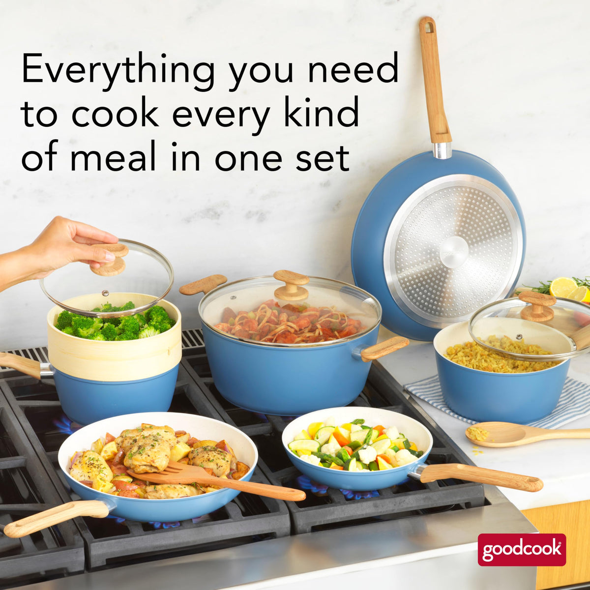 12-Piece Light Blue Ceramic Titanium-Infused Nonstick Cookware Set I768408