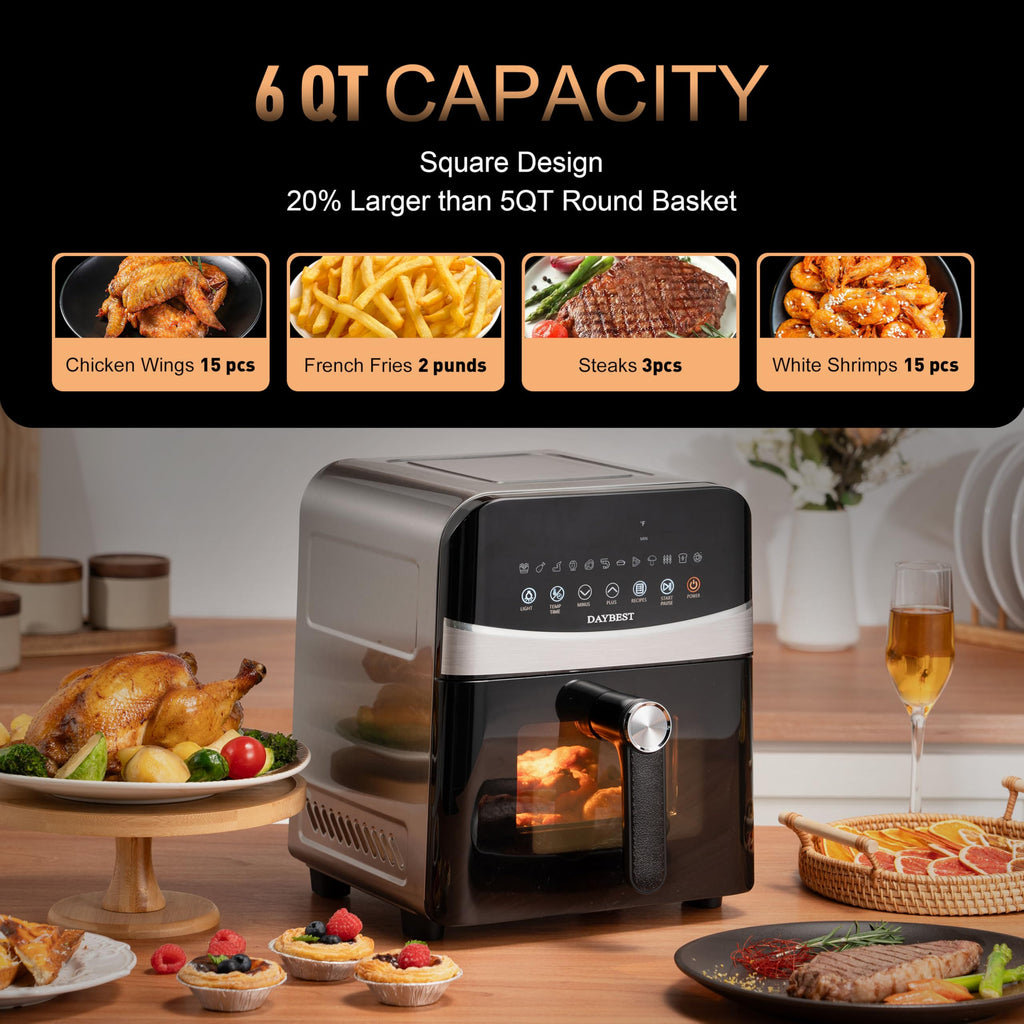 Stainless Steel Ceramic Coated 6QT Air Fryer U8921