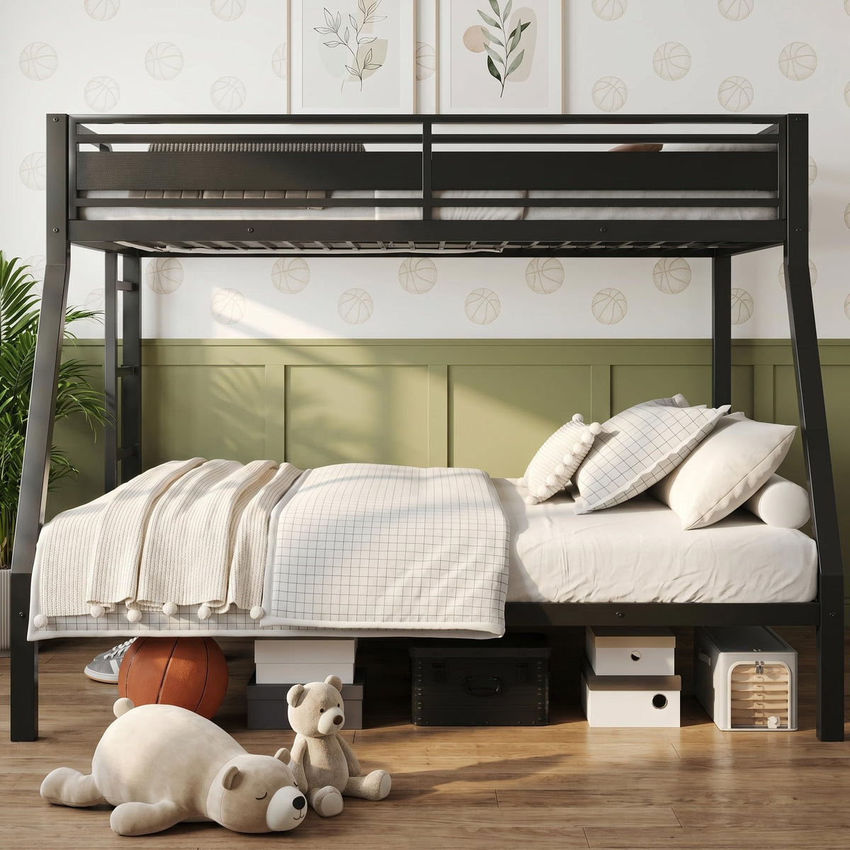 Black Twin Over Full Size Bunk Beds R30046