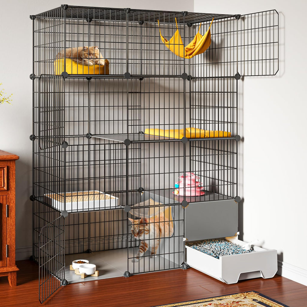 Large 4-Tier Cat Cage with Litter Box Y23799