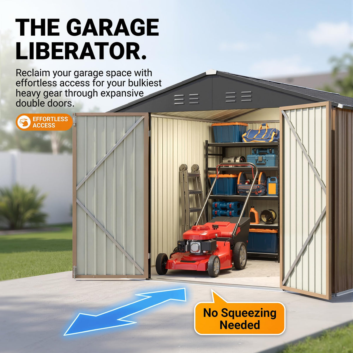 8x10 FT Metal Outdoor Storage Shed with Lockable Door H49817