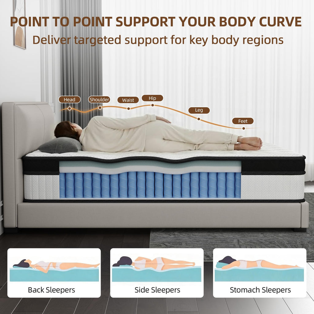 Full Size 12 Inch Hybrid Medium Firm Memory Foam Mattress Y43142