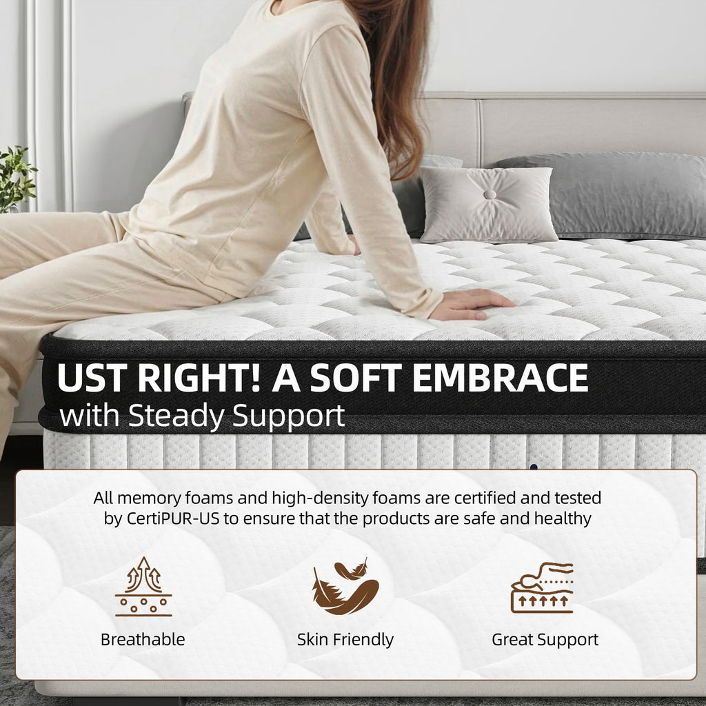 Full Size 12 Inch Hybrid Medium Firm Memory Foam Mattress Y43142