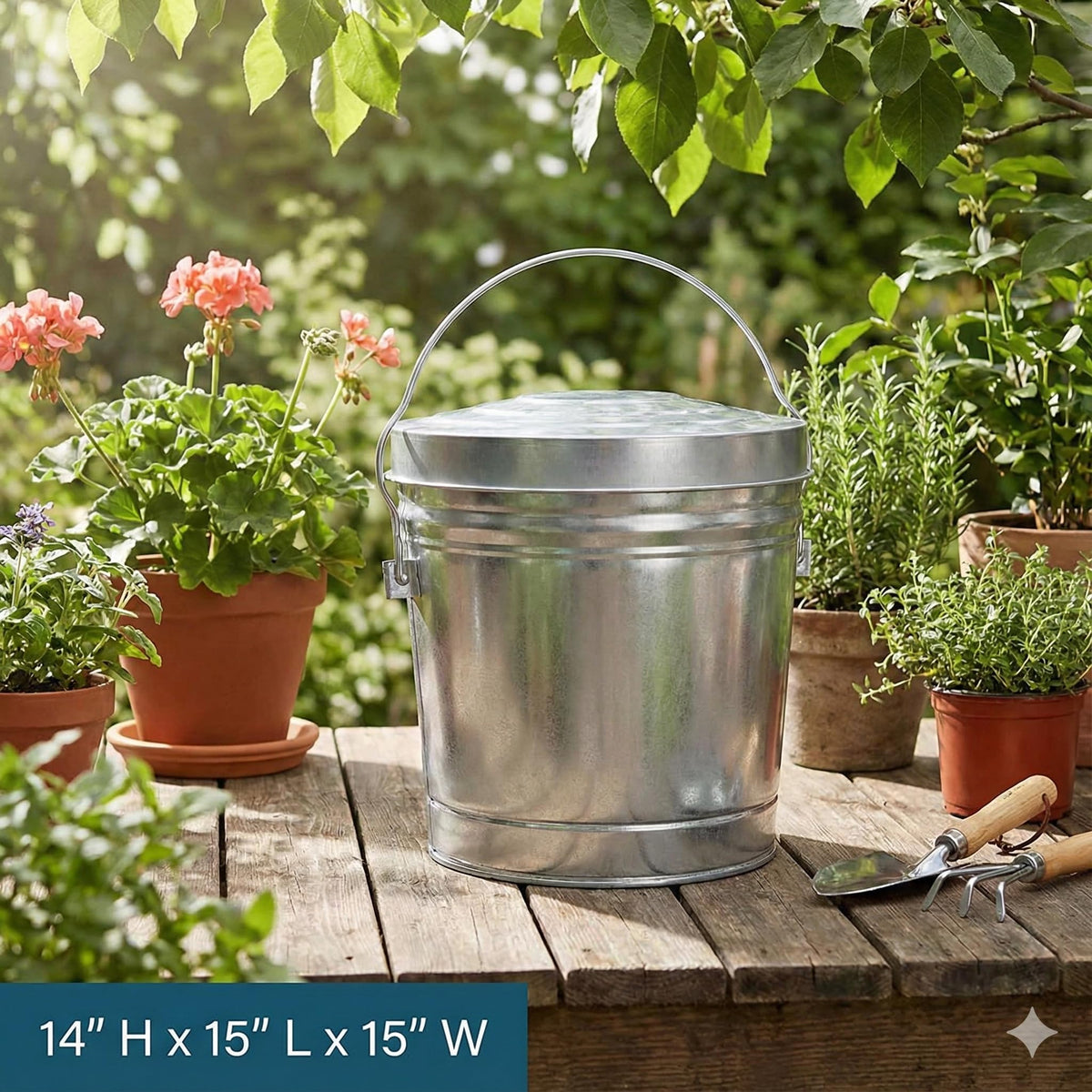 6-Gallon Galvanized Steel Trash Can with Locking Lid G69588