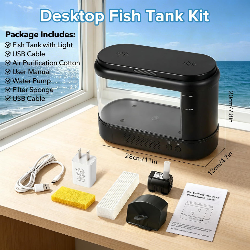 Black 1 Gallon Acrylic Aquarium Kit W774