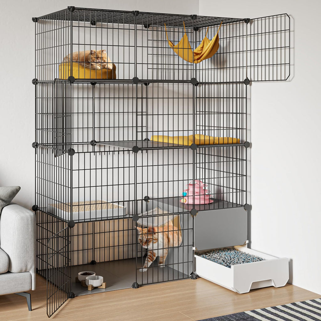 Large 4-Tier Cat Cage with Litter Box Y23799