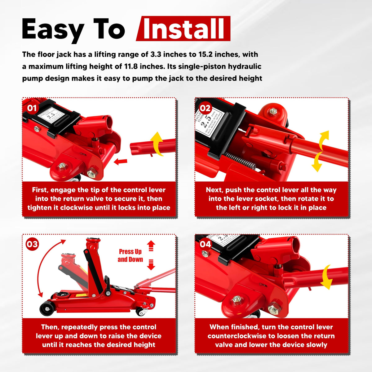 2.5 Ton Low-Profile Hydraulic Floor Jack J11286