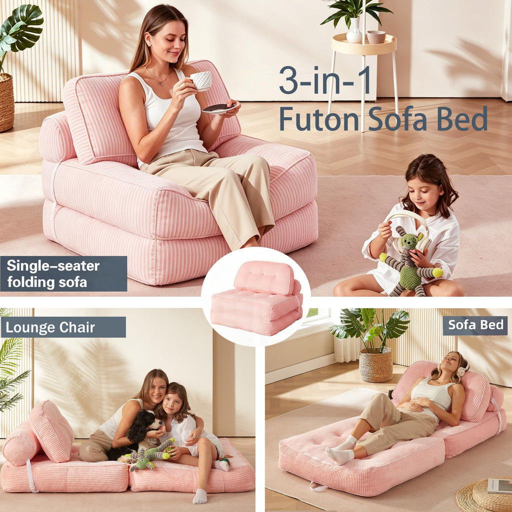 Pink Flannel Folding Sofa Bed E93674