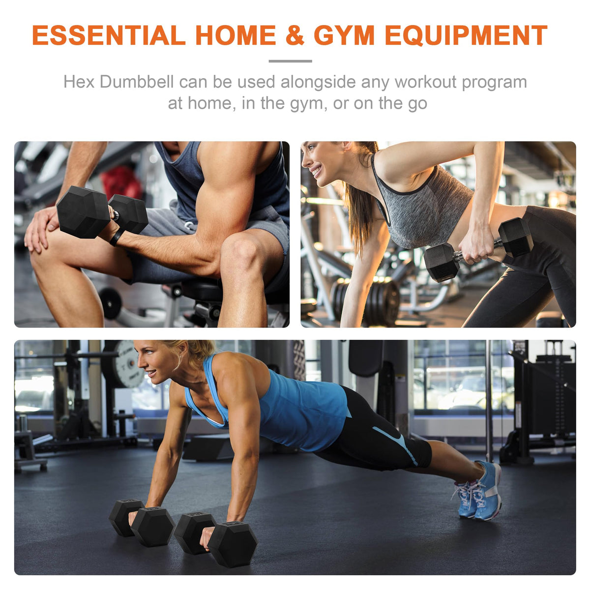 Rubber Encased Hex Dumbbell Set of 2 V2169