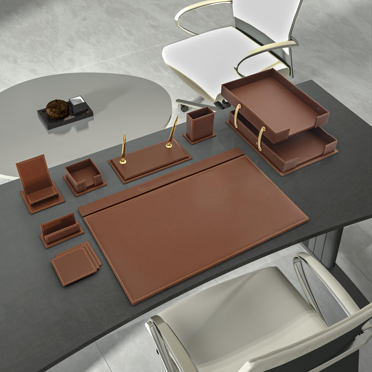 12-Piece Leather Desk Organizer Set P69055