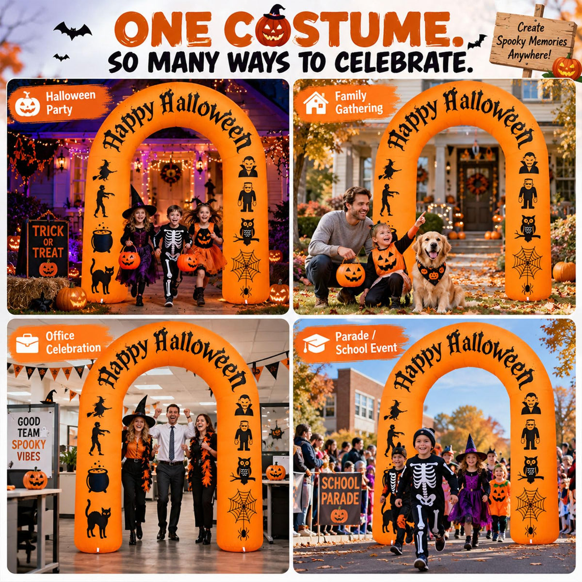 8FT Halloween Inflatable Arch with LED Lights C667567